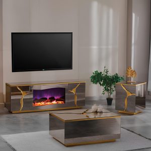 Valley Şömineli TV Sehpası GOLD