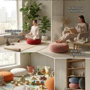 Yuvarlak Yer Pufu Modern Dekoratif Yer Pufu & Meditasyon Minderi